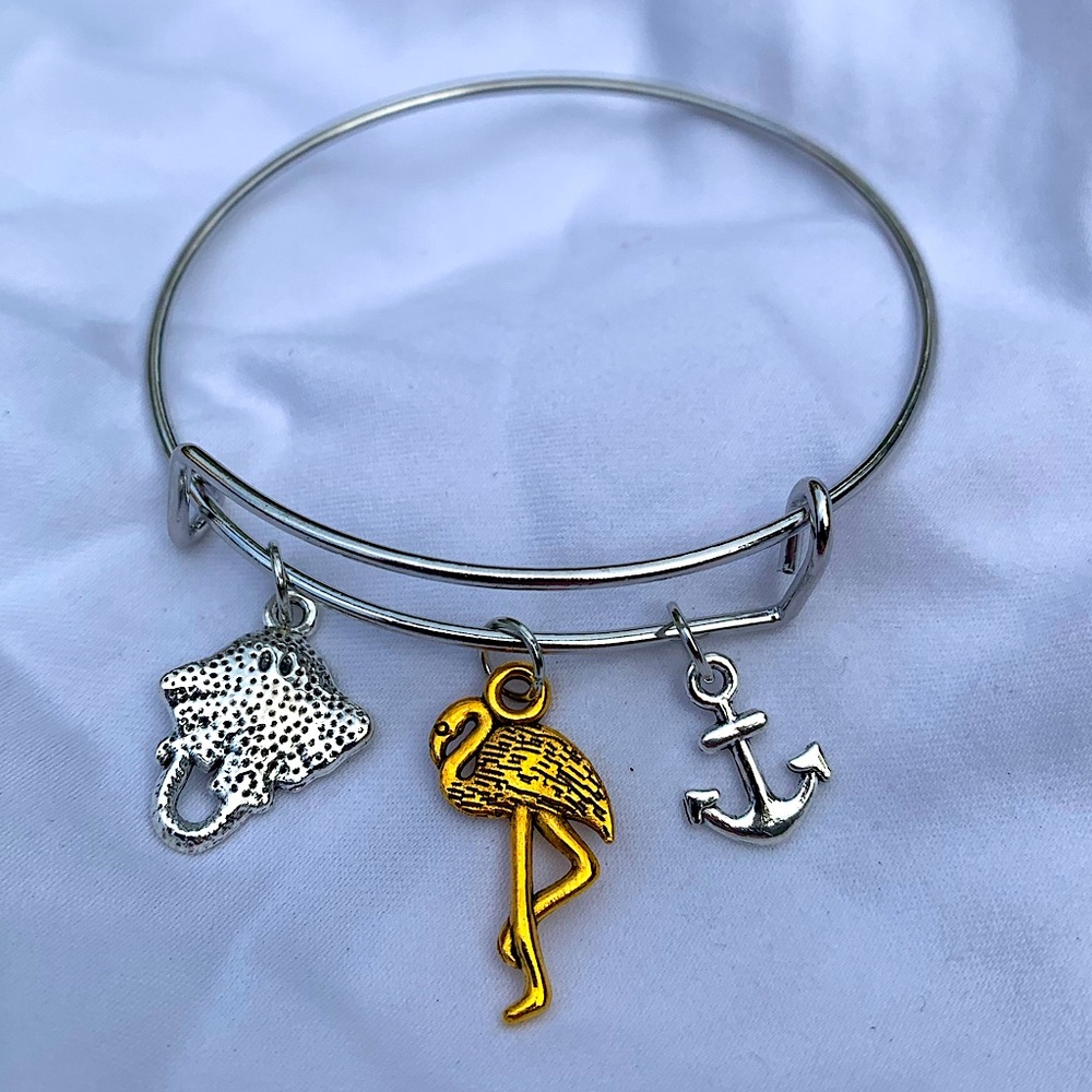Brand New! Handmade! Adjustable Charm Bangle Bracelet!